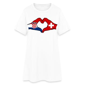 Croatie Suisse Drapeau Mains Coeur Forme - Robe T-shirt Femme - blanc - Devant