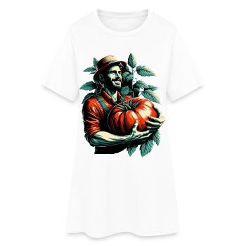 Tomate XXL Grand Homme Cadeau Heureux - Robe T-shirt Femme - blanc - Devant