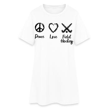 Frieden Liebe Hockey - Frauen T-Shirt-Kleid - Weiß - Vorne
