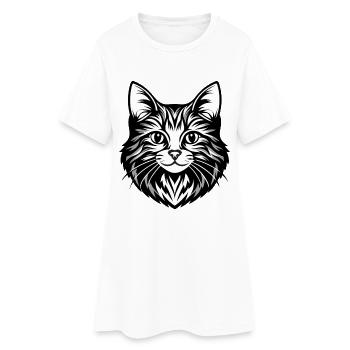 Illustration complexe de visage de chat - Robe T-shirt Femme - blanc - Devant