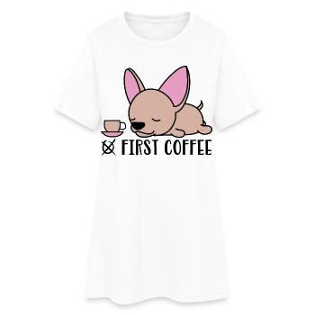 kleiner Hund - Frauen T-Shirt-Kleid - Weiß - Vorne