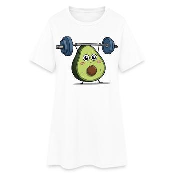 Niedliches Avocado-Gewichtheben - Bodybuilder heben - Frauen T-Shirt-Kleid - Weiß - Vorne