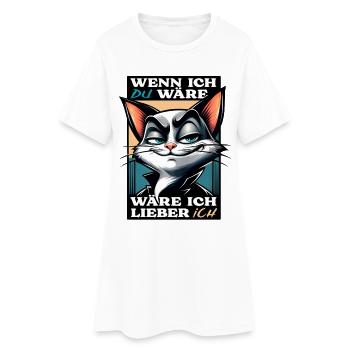 Katzenmotiv mit witzigem Spruch - Frauen T-Shirt-Kleid - Weiß - Vorne