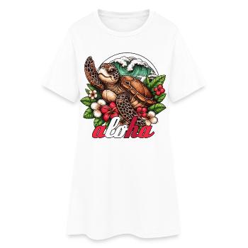 Aloha tortue Hawaï cadeau - Robe T-shirt Femme - blanc - Devant