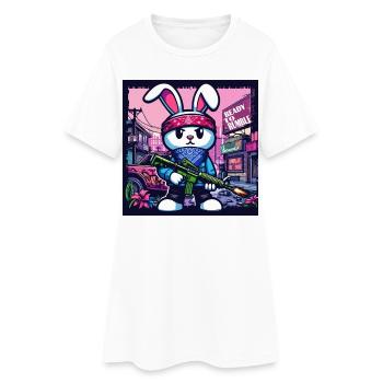 Bunny Bunny GTA Gamer Gun Lapin mignon Lol - Robe T-shirt Femme - blanc - Devant