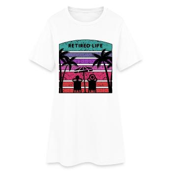 Retired life with beach and palm trees. - Women’s T-Shirt Dress - white - Front