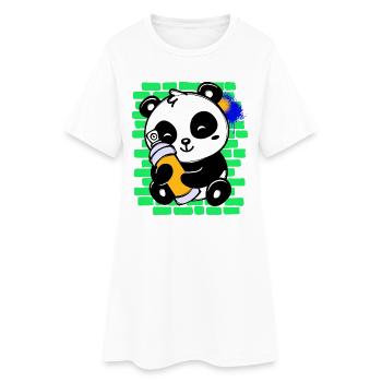 Graffiti Panda Zeichnen Illustration Spraydose - Frauen T-Shirt-Kleid - Weiß - Vorne