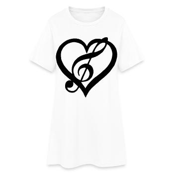La musique dans le coeur (noir) - Robe T-shirt Femme - blanc - Devant
