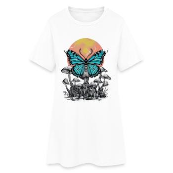 Fairycore Mystischer Schmetterling Zauberwald Pilz - Frauen T-Shirt-Kleid - Weiß - Vorne