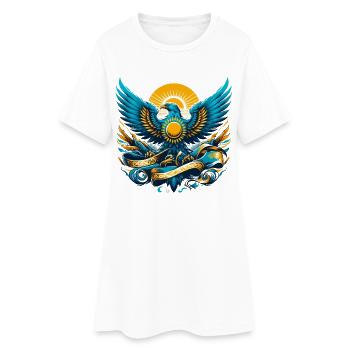 Kazakhstan Aigle Drapeau Drapeau Cadeau Dynamique - Robe T-shirt Femme - blanc - Devant