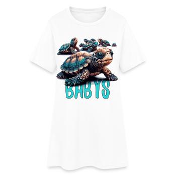 Tortue tortues bébés cadeau - Robe T-shirt Femme - blanc - Devant