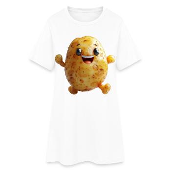 Good-Humored Potato Man Running Shirt - Women’s T-Shirt Dress - white - Front