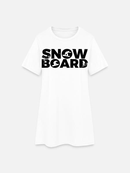 Snowboard - Frauen T-Shirt-Kleid - Weiß