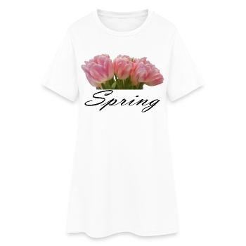 Frühlingsboten - Frauen T-Shirt-Kleid - Weiß - Vorne
