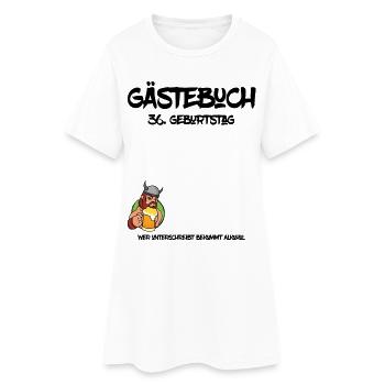 36. Geburtstag | Gästebuch Design - Frauen T-Shirt-Kleid - Weiß - Vorne