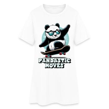 Panda cool avec des lunettes de soleil sur skateboard - Robe T-shirt Femme - blanc - Devant