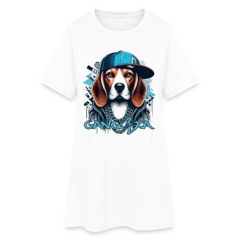 Beagle Gangsta Dog Cappy Gift - Women’s T-Shirt Dress - white - Front