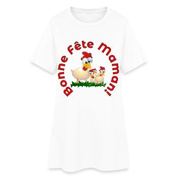 Bonne Fête des Mères Poules - Robe T-shirt Femme - blanc - Devant