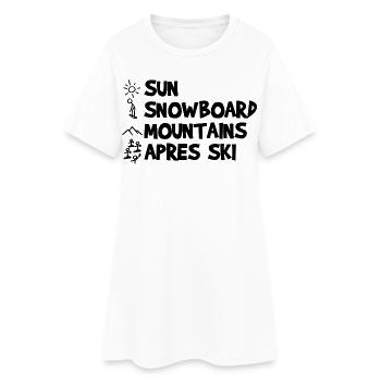 Soleil, Snowboard, Montagne, Après-ski - Robe T-shirt Femme - blanc - Devant