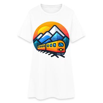 Style de dessin animé de train - Robe T-shirt Femme - blanc - Devant