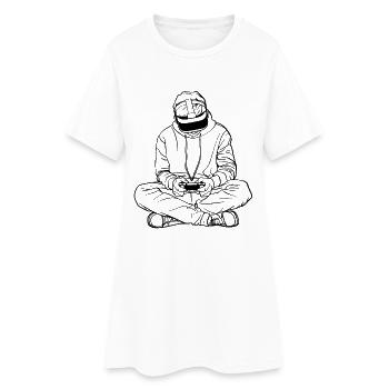 Dessin au trait du joueur - Robe T-shirt Femme - blanc - Devant