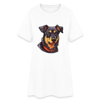 Beauceron Dog Breed Watercolor Cartoon Kawaii Colo - Women’s T-Shirt Dress - white - Front