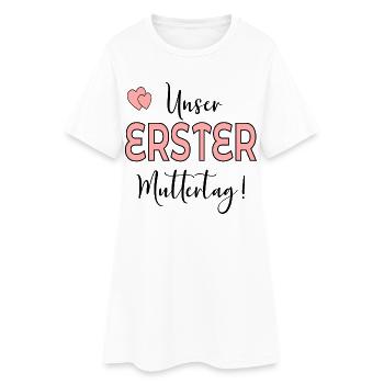 UNSER ERSTER MUTTERTAG BABY MAMA - Frauen T-Shirt-Kleid - Weiß - Vorne