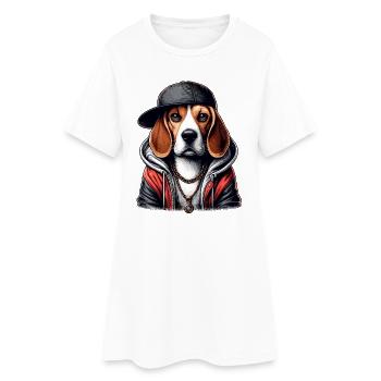 Beagle Gangsta Dog Cappy Gift - Women’s T-Shirt Dress - white - Front