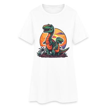 Dinosaure Papa Dino Père Fils Vintage Rétro - Robe T-shirt Femme - blanc - Devant