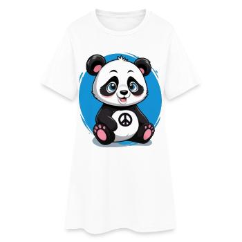 Süßer und Friedliebender Panda - Frauen T-Shirt-Kleid - Weiß - Vorne