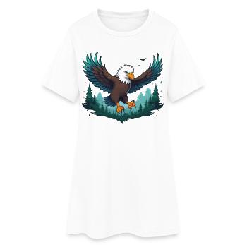 Eagle flies over forest - Women’s T-Shirt Dress - white - Front