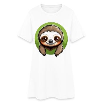 Lazy Tree Sloth - Frauen T-Shirt-Kleid - Weiß - Vorne