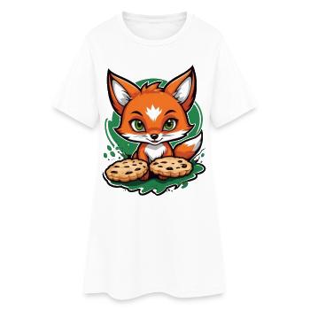 Foxy Chocolate Treats - Frauen T-Shirt-Kleid - Weiß - Vorne