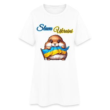 Chien de prairie mignon avec drapeau ukrainien - Robe T-shirt Femme - blanc - Devant