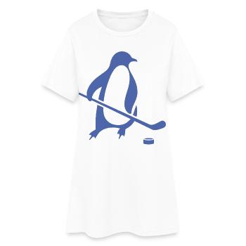 Pingouin Hockey Sur Glace Silhouette Minimaliste - Robe T-shirt Femme - blanc - Devant