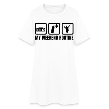 Ma routine du week-end - Robe T-shirt Femme - blanc - Devant