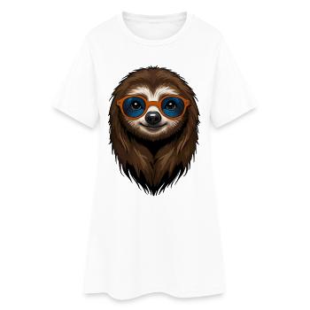 Paresseux avec lunettes de soleil et look hirsute - Robe T-shirt Femme - blanc - Devant