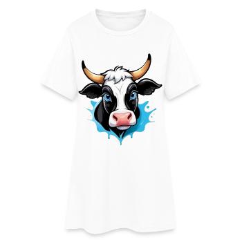 Vache dans le style bande dessinée - Robe T-shirt Femme - blanc - Devant