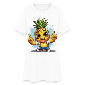 Ananas de bonne humeur - Robe T-shirt Femme - blanc - Devant