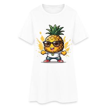 Drôle d’ananas avec des lunettes de soleil - Robe T-shirt Femme - blanc - Devant