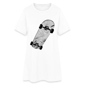 Skateboard Zeichnung - Frauen T-Shirt-Kleid - Weiß - Vorne
