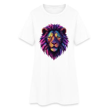 Lion Tête de Lion Géométrique Géométrie Coloré Cadeau - Robe T-shirt Femme - blanc - Devant