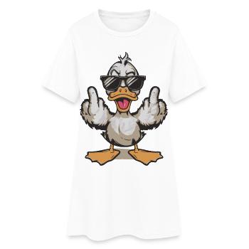 Canard dans des lunettes de soleil donnant le doigt d’honneur - Robe T-shirt Femme - blanc - Devant