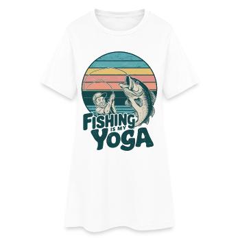 Fischen Yoga Angeln Fischer Angler Entspannung - Frauen T-Shirt-Kleid - Weiß - Vorne