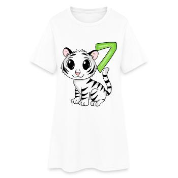 Motif Tigre 7ème Anniversaire - 7 ans - Robe T-shirt Femme - blanc - Devant