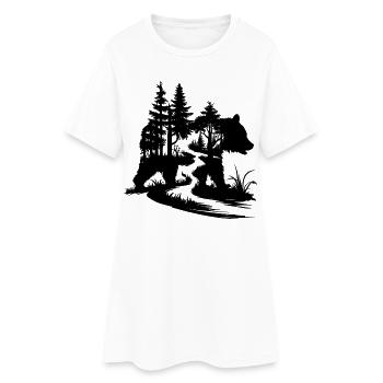 Bears Silhouette Forest Path Outdoor Art - Women’s T-Shirt Dress - white - Front