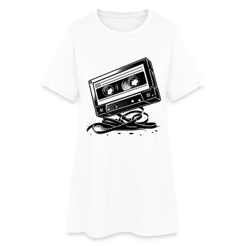 Musik Kassette im Retro-Stil 80er und 90er Stil - Frauen T-Shirt-Kleid - Weiß - Vorne