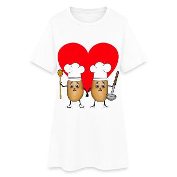 Pommes de terre Cuisiniers Cuisiniers Pommes de terre - Robe T-shirt Femme - blanc - Devant