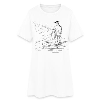 Angeln Zeichnung - Frauen T-Shirt-Kleid - Weiß - Vorne