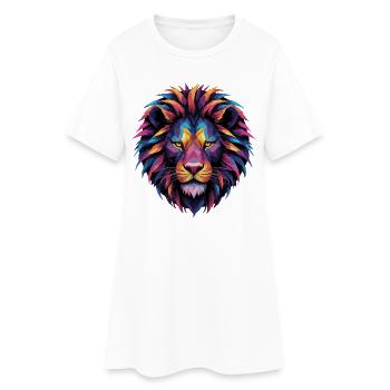 Lion Tête de Lion Géométrique Géométrie Coloré Cadeau - Robe T-shirt Femme - blanc - Devant
